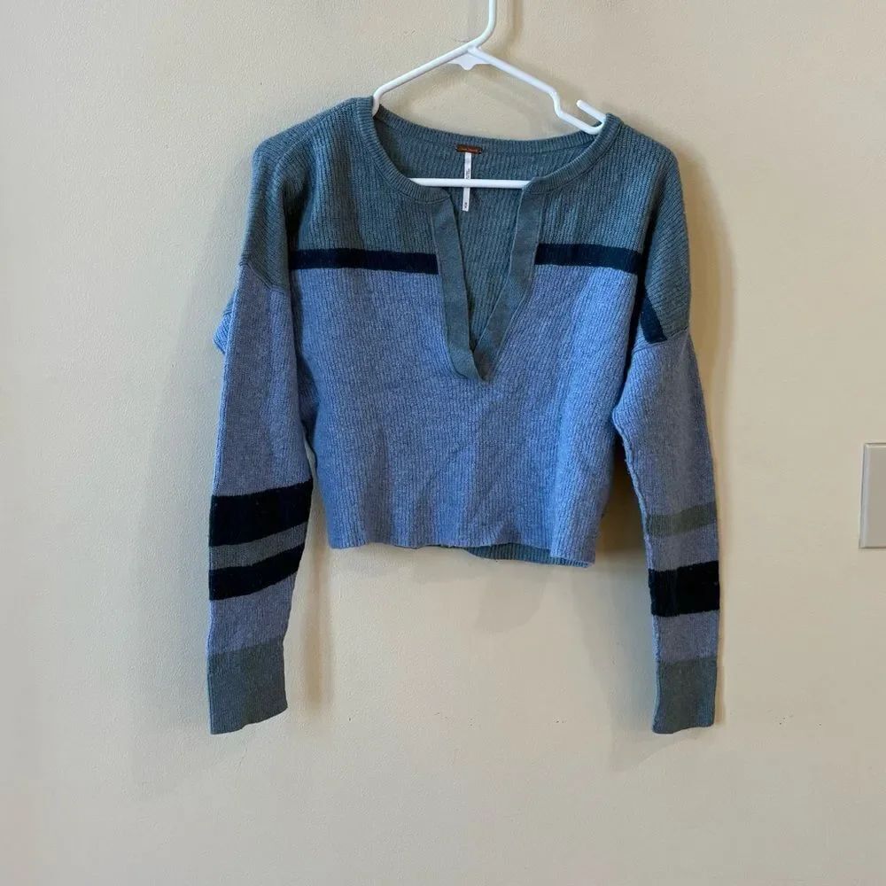 Free People Color block Cropped Sweater